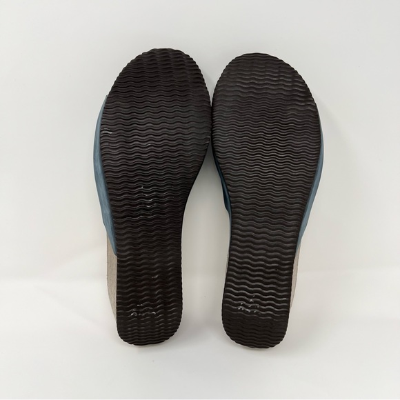 Bio Bio Platform Wedge Platform Sandals Blue Leather Cork Slip On Shoes Size 9.5 - Picture 9 of 11